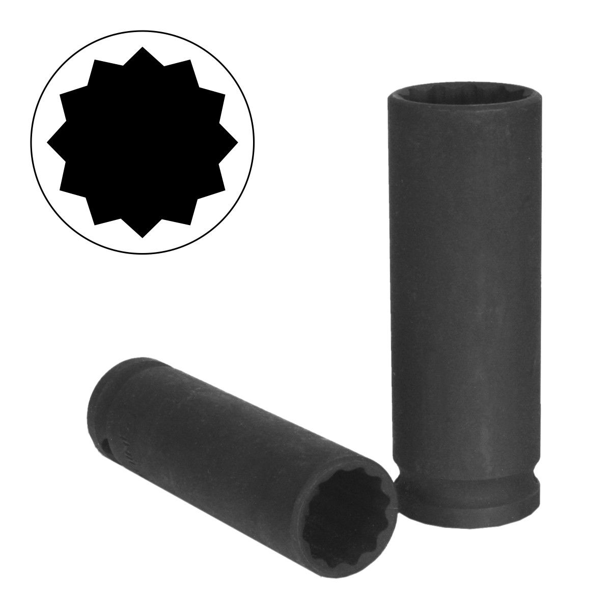 Genius Tools 448530 1/2"-os 12 lapú gépi dugókulcs fej, hosszított kivitel, 30 mm termék fő termékképe